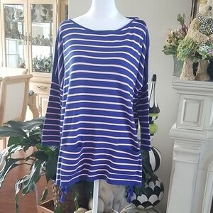 Lilly Pulitzer Navy and Pink Striped Long Sleeve Top